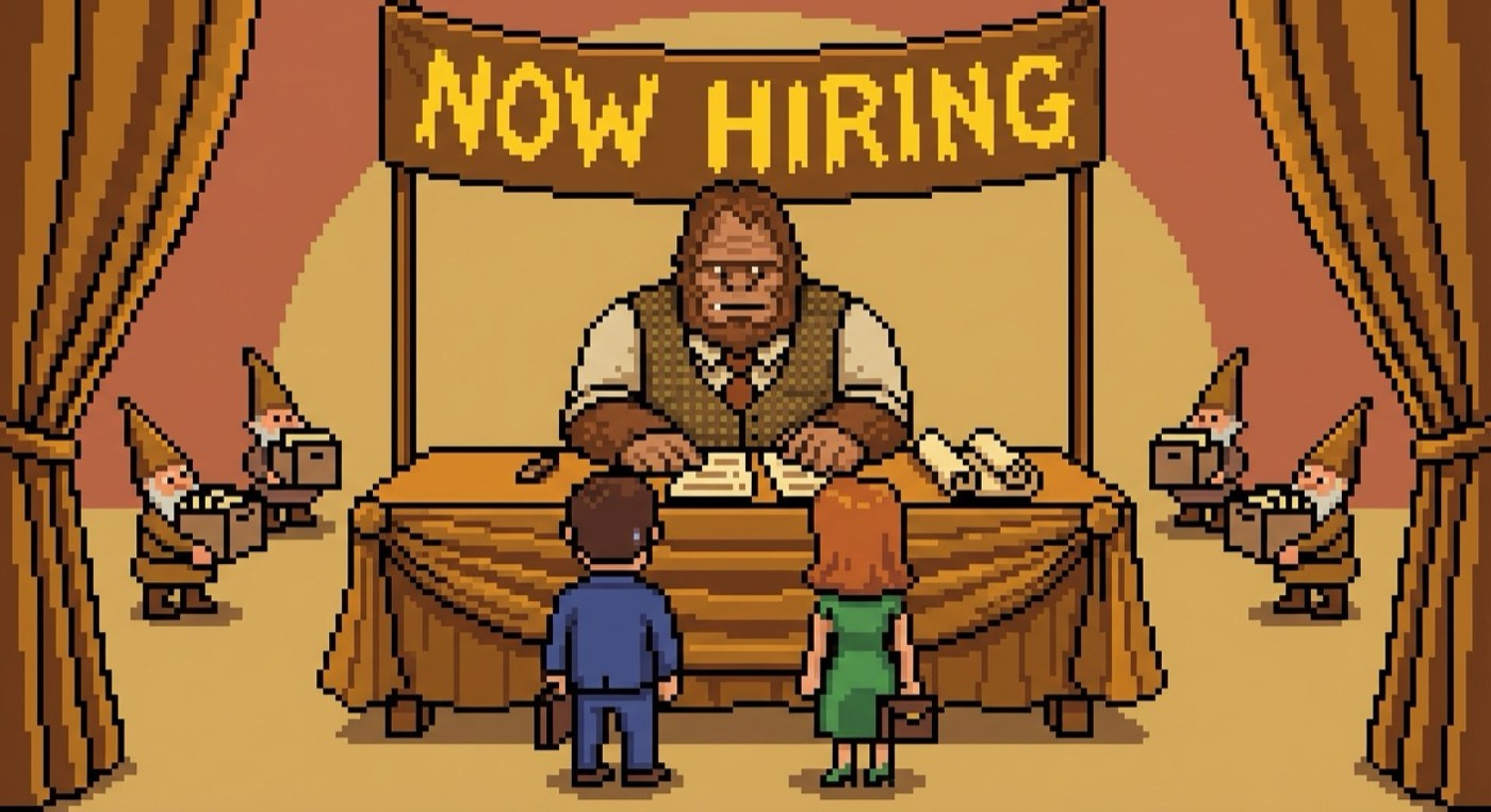 DeRP Inc. job fair booth with Sasquatch HR representative