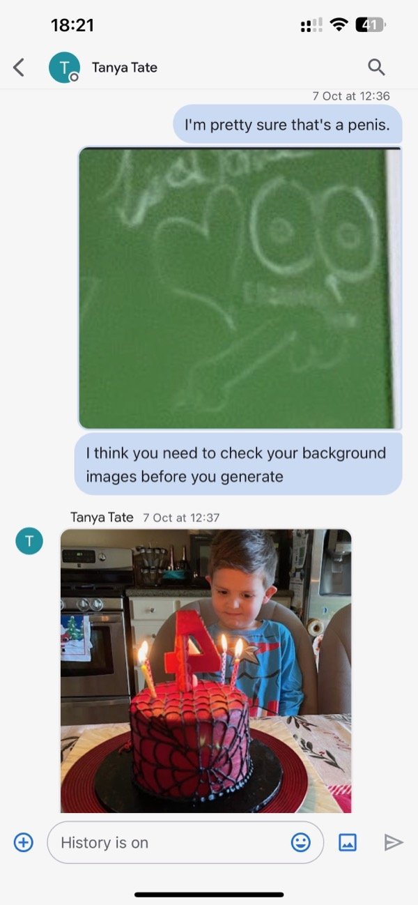 The photo of "son Ozzie" at the chalkboard