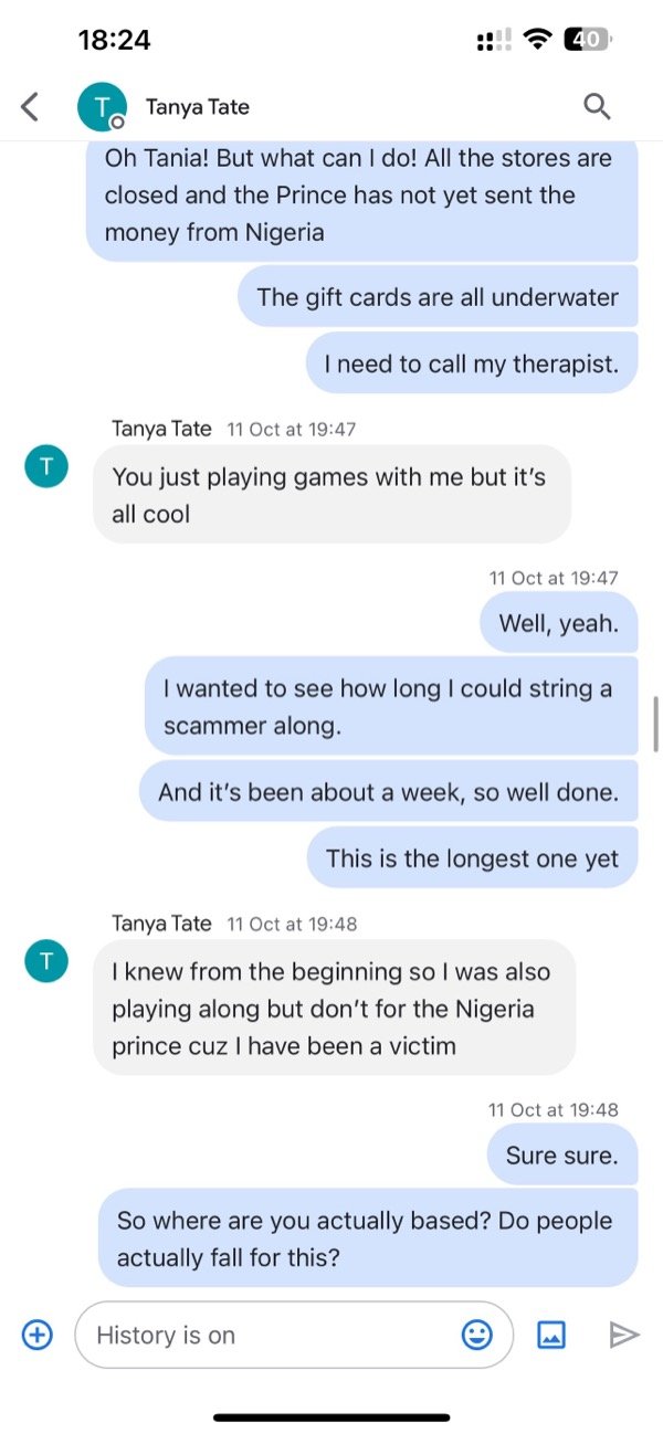 Breaking character — the reveal