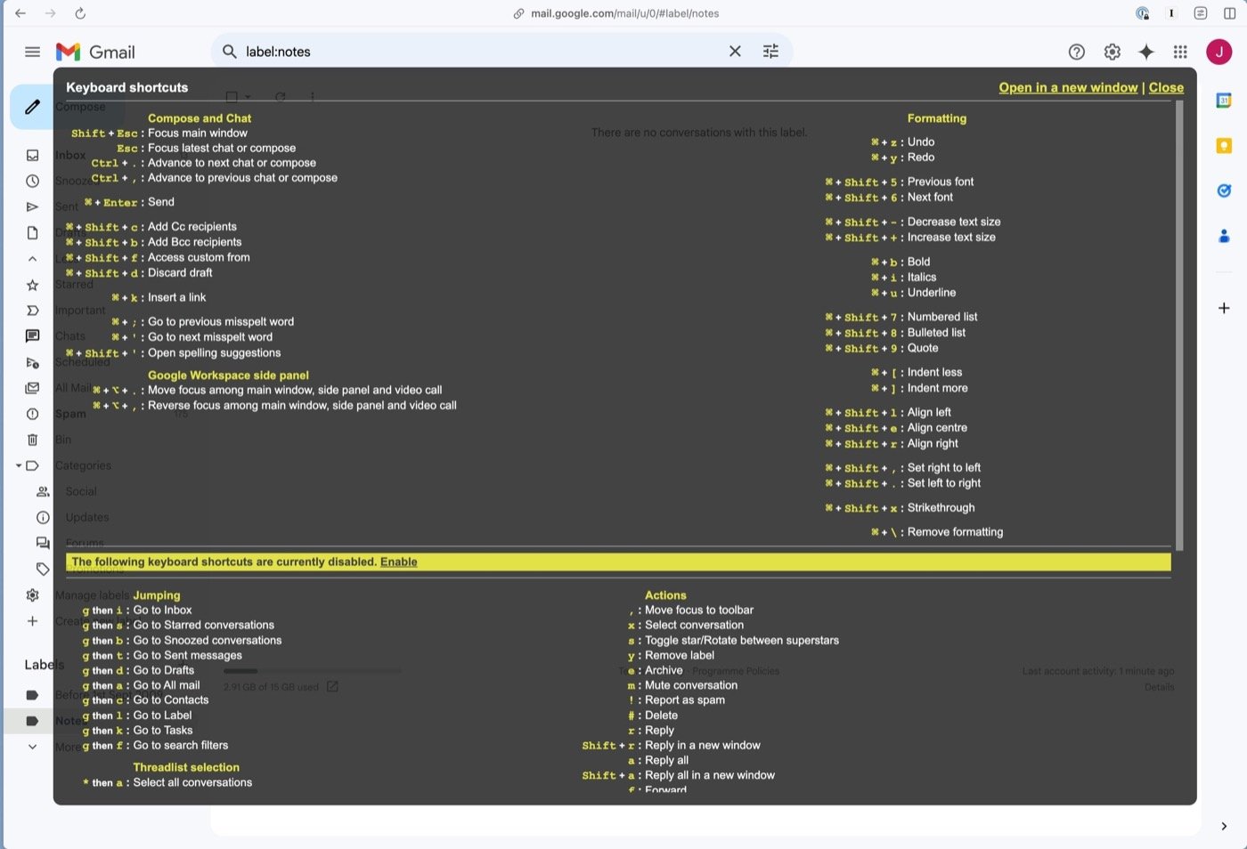 Press '?' while in Gmail to see all shortcuts
