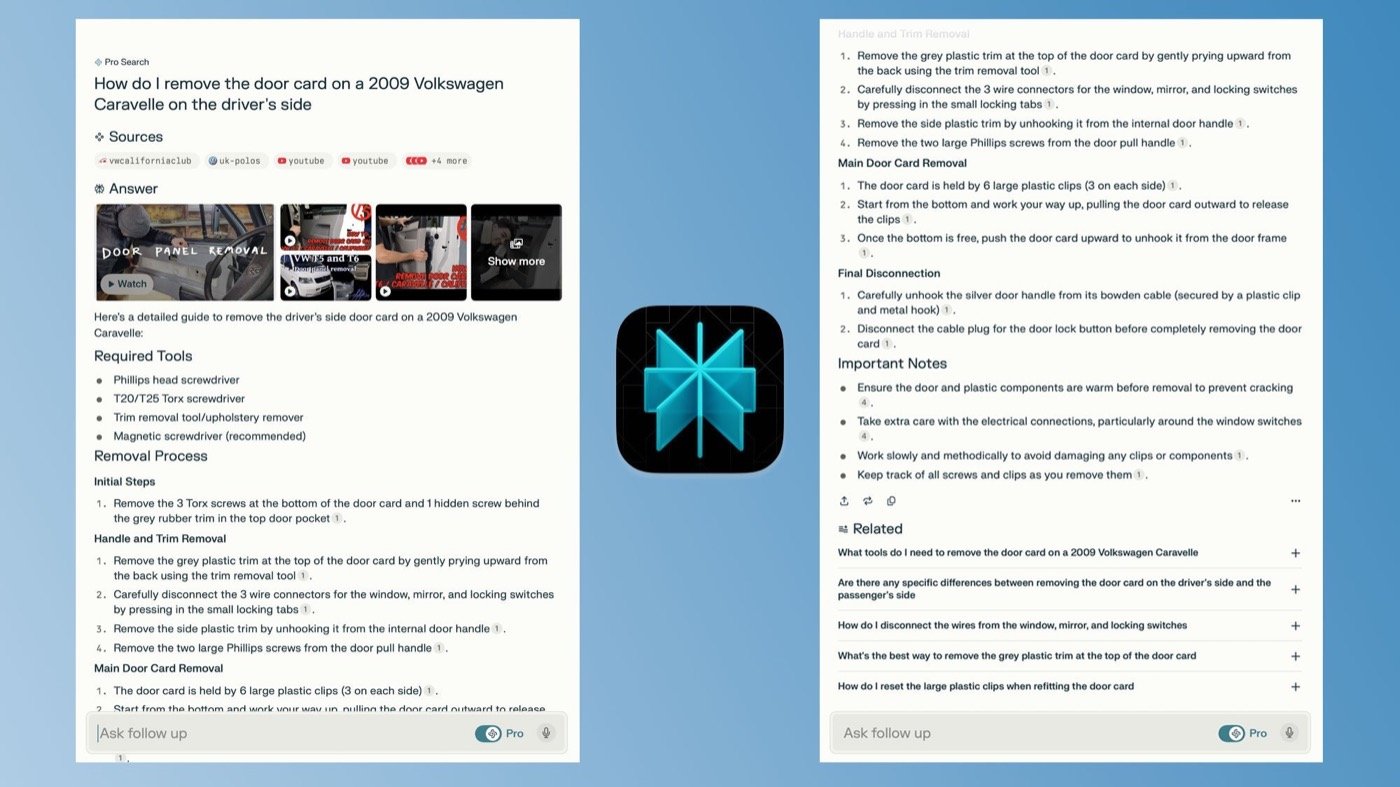 Perplexity's returns some of the same video sources, but pays more attention to how the guide is formatted, and cites sources along the way.