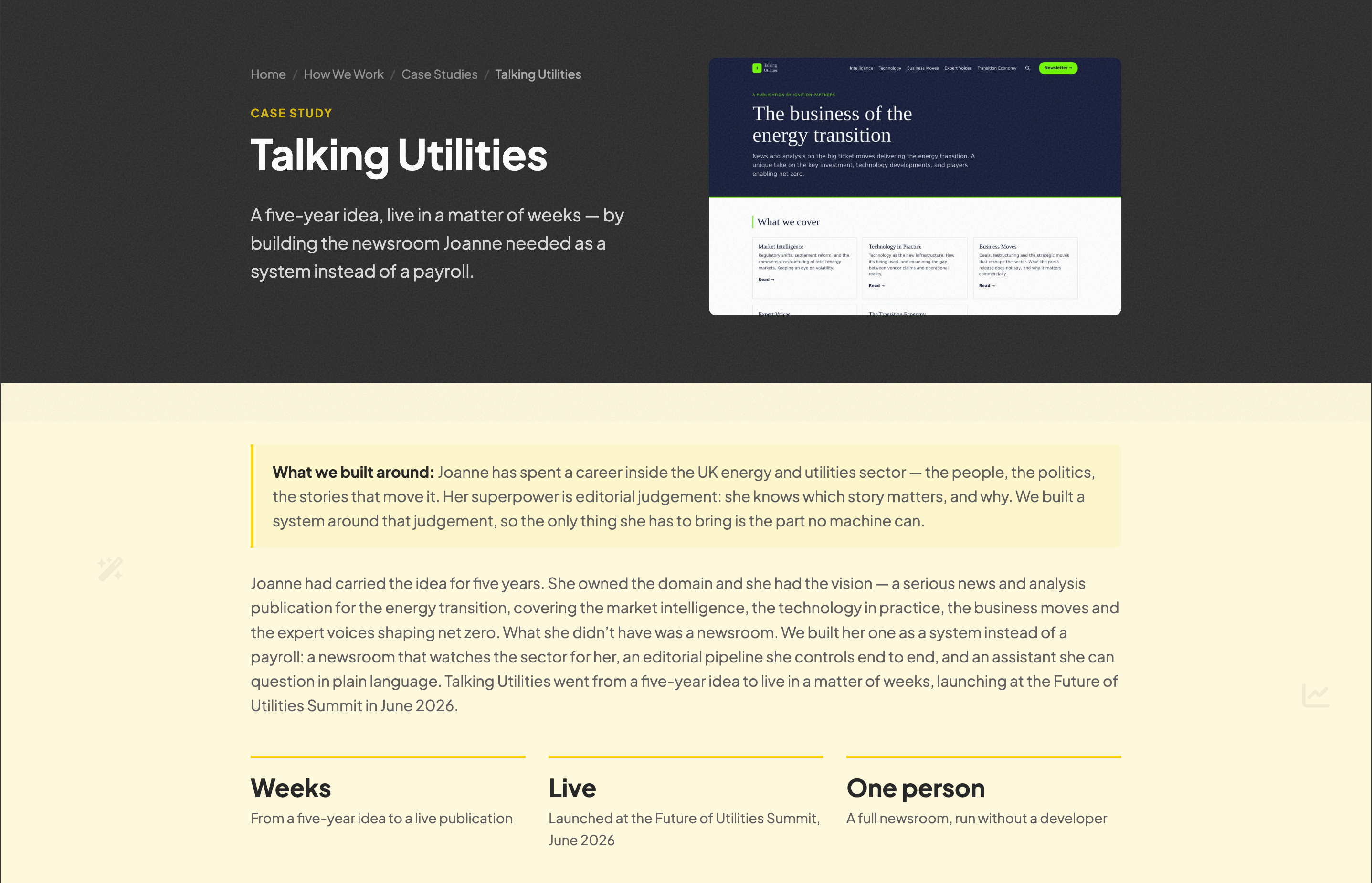 Talking Utilities case study — a five-year idea, live in a matter of weeks