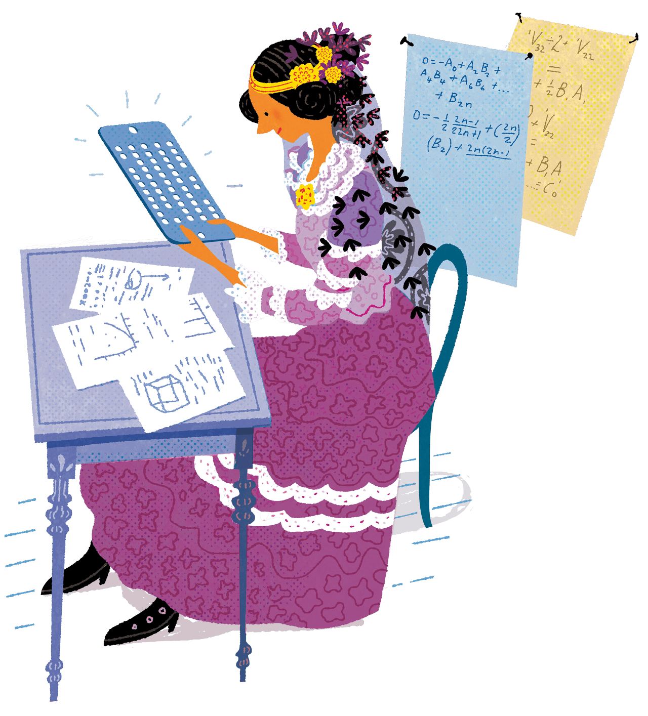 Illustration of Ada Lovelace, the first computer programmer