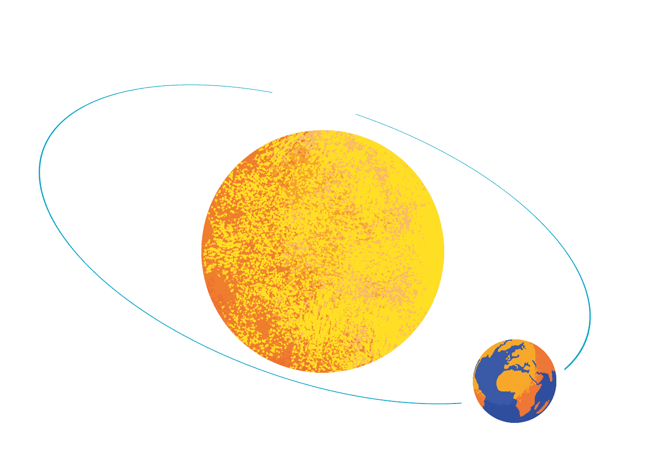 Earth orbiting the sun illustration